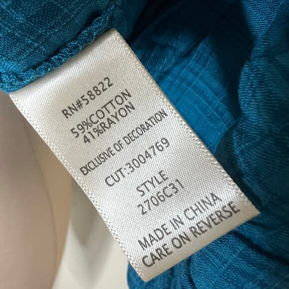 Max Studio Off The Shoulder Top XS Womens Blue Balloon Sleeve Plaid Ruffle New - Picture 7 of 9